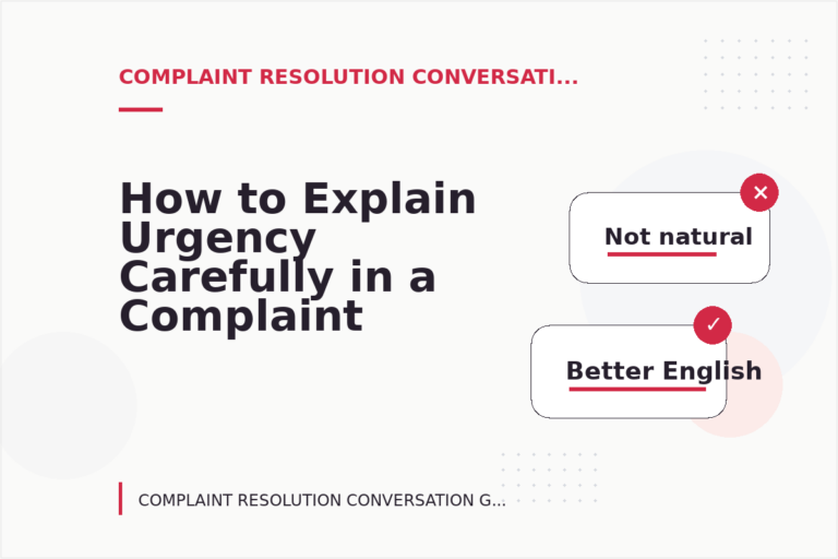 How to Explain Urgency Carefully in a Complaint Resolution Conversation How to Explain Urgency Carefully in a Complaint Resolution Conversation